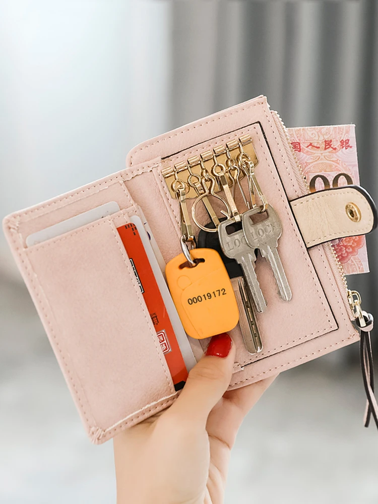 MIYIN fashiondamski brelok do kluczy pokrowiec ochronny wielofunkcyjna ze skóry PU/portfel do przechowywania karty kredytowej/kluczy