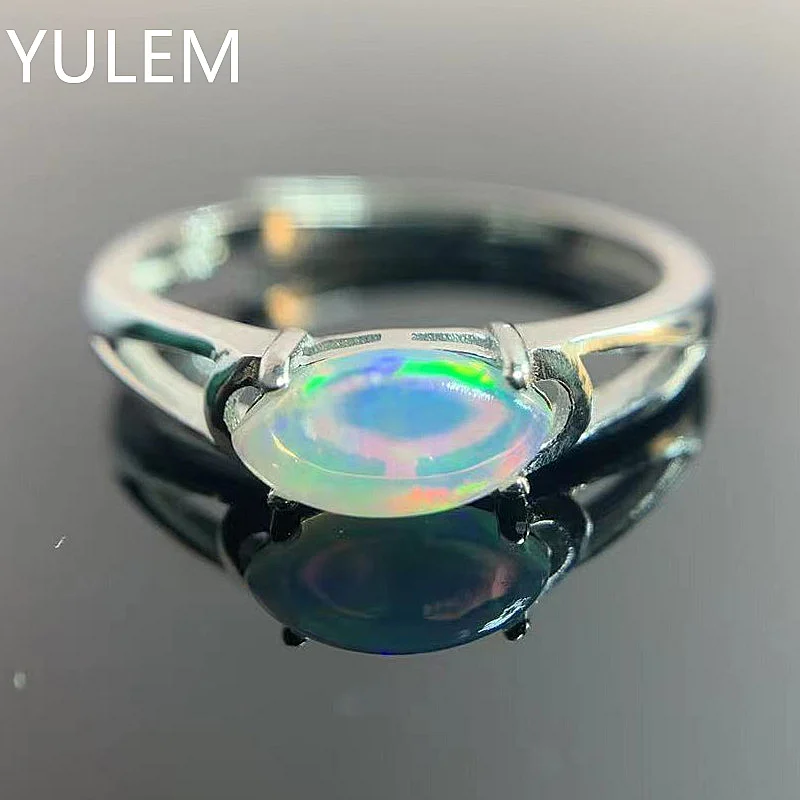 Natural Opal Ring 4*8mm Natural Maquise Gemstone Silver Ring 925 Silver Opal Ring for Daily Women Daily Wear