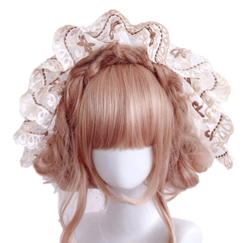 Lolita Headdress Bonnet Hat Tea Party Hat Women Maid Cosplay Ribbon Hat Folded Hat Girl Sun Hat for Summer Beach Party