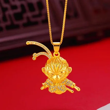 

Унисекс кулон «Король обезьяны» из 24-каратного золота с цирконом, AU999 | Ореол для глаз с акцентом цирконом, гламурное эффектное заявление полевого отскока.