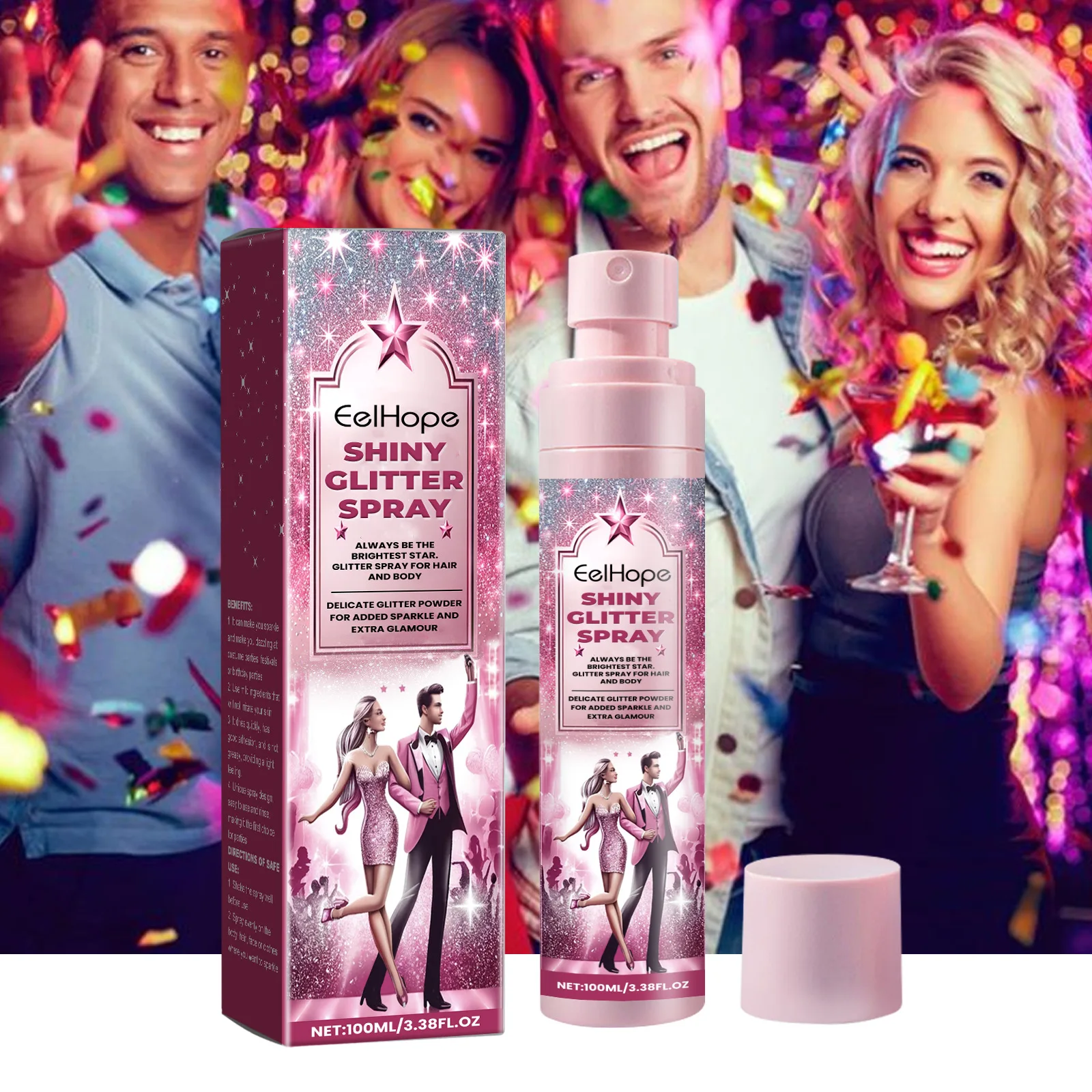 Bühnen-Make-up-Spray, Abschlussball, Festival, Karneval, Haare, Körperglitzer, Schimmer, Highlight-Make-up-Spray, langanhaltender Glanz ohne Entfernung