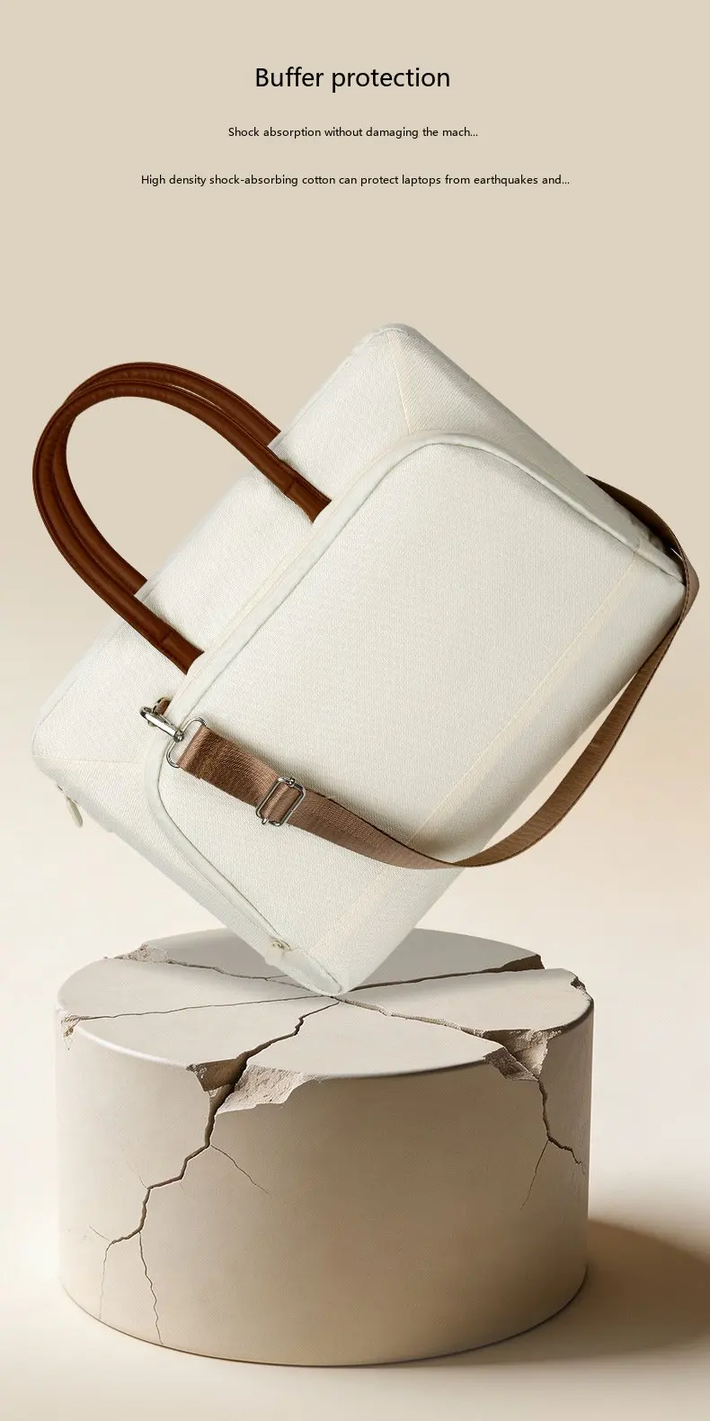 Vielseitige Laptop-Handtasche 14-16 Zoll Oxford-Stoff Aktentasche mit Schultergurt für Reisen – Detail 4
