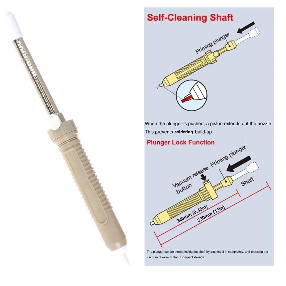 

Welding Sucker Soldering Remover 330mm Long Desoldering Pump Vacuum Soldering Iron Desolder Hand Welding Tools