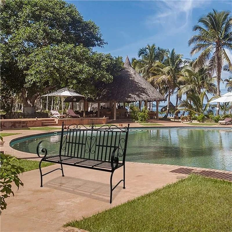 Stylish Wrought Iron Sofa Double Chair Modern Minimalist Park Bench Garden balcony Outdoor Courtyard Terrace Deck Chair