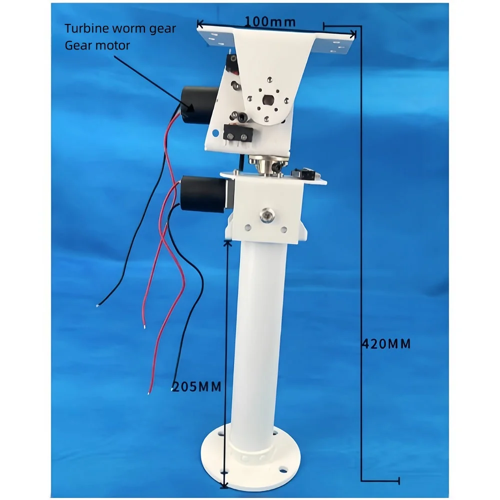 DIY DC dual axis gimbal solar tracking and monitoring robot with high load capacity and torque, all metal X-axis and Y-axis worm