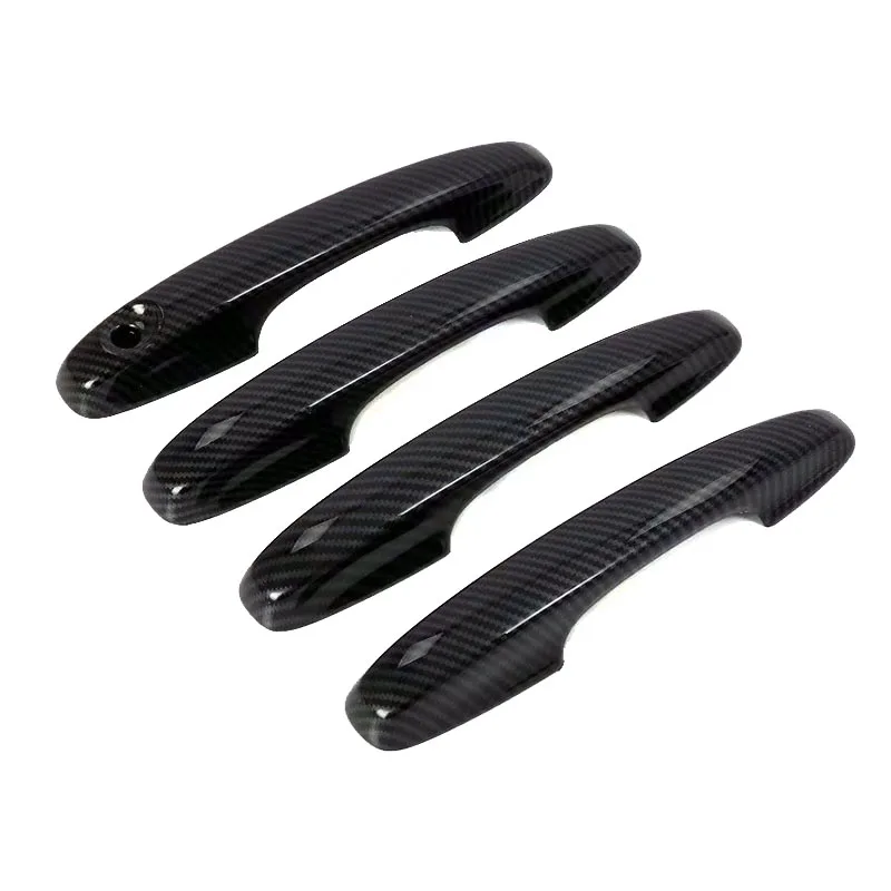 Carbon fiber look Exterior Door Handle Cover Trim With Smart Key Hole Frame Cover Trim Moulding For Ford Focus 2019 2020