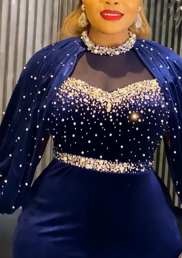 فساتين الحفلات الأفريقية الموضة للنساء دبي أنقرة الزفاف مساء ثوب مخملي حجم كبير فستان ماكسي تركيا أنيق لعيد الميلاد #3