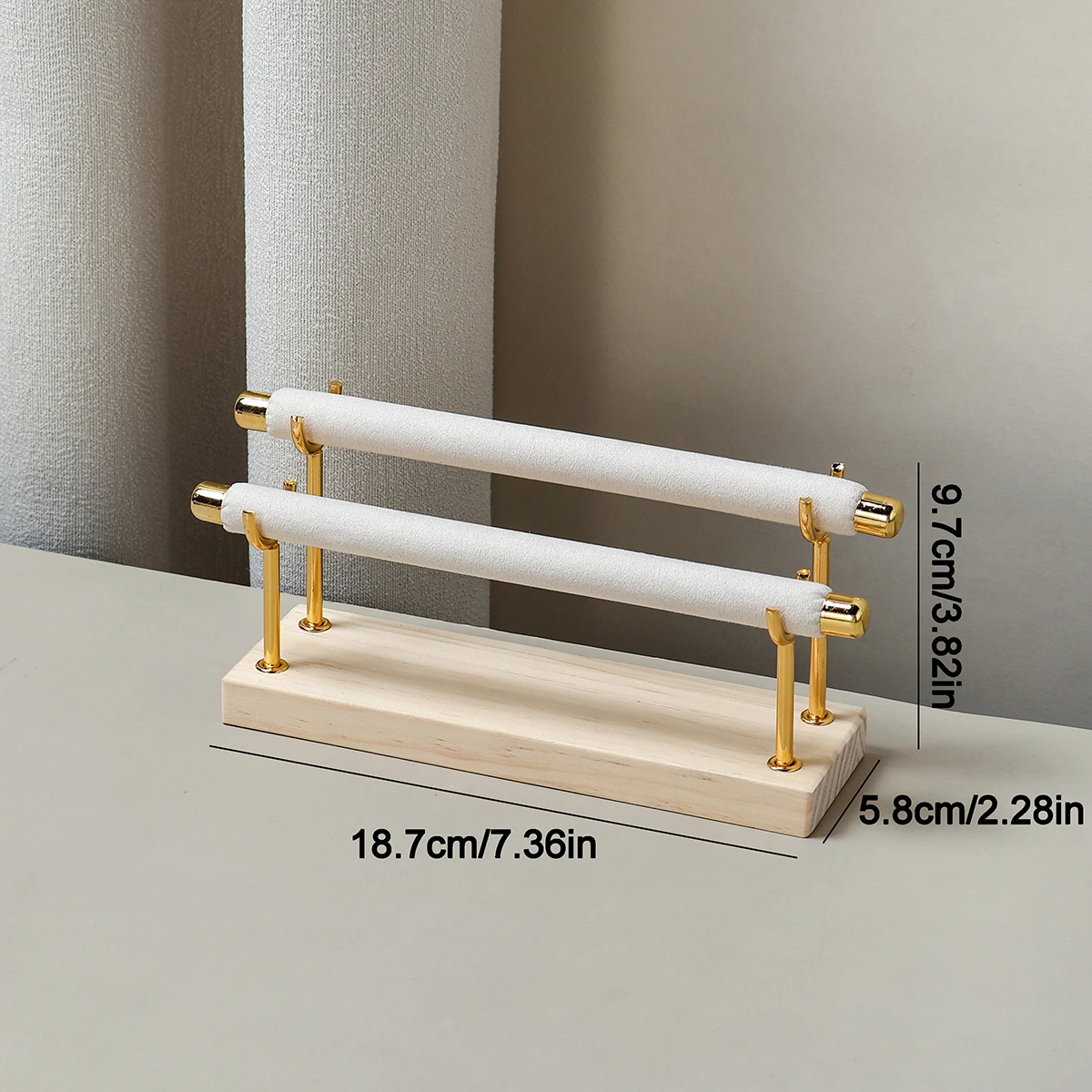Solid wood base ring display rack Sponge stick ring holder Multi layer ring storage and organization rack Removable metal rack