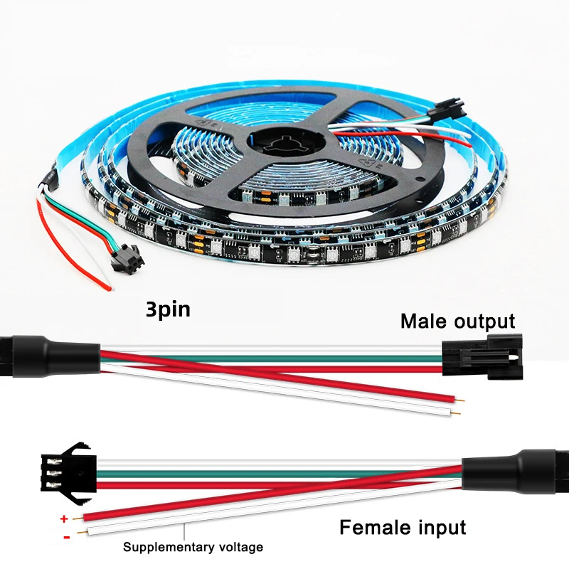 LEDストリップライト,リボンライト,フレキシブル,3, DC 12v,ws2811,5050,外部