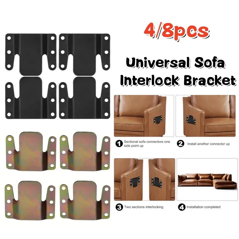 4/8 Pcs Universal Sectional Sofa Interlocking,Heavy Duty Sectional Couch Connectors,Sofa Connector Bracket Hardware,Frame Hook