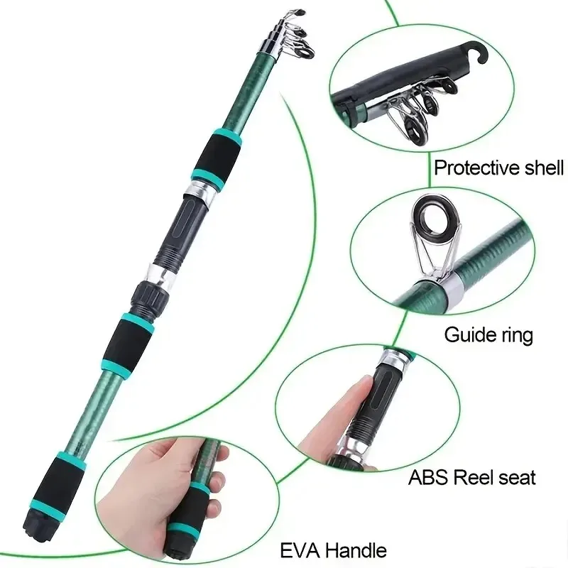 Fishing Pole Set Full Kits With Telescopic Fishing Rod And Spinning Reel Baits Hooks Travel Pole Set image 3