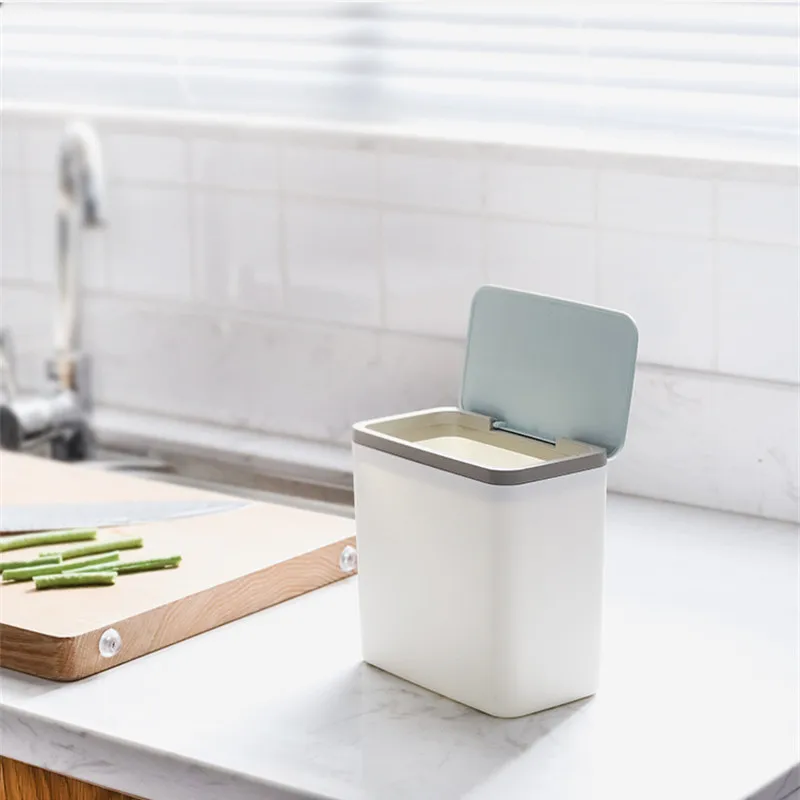 Mini Multifunctional Trash Can Desktop Home Car Storage Bucket Accessories with Lid Garbage Bin Nordic Style Living Room Office