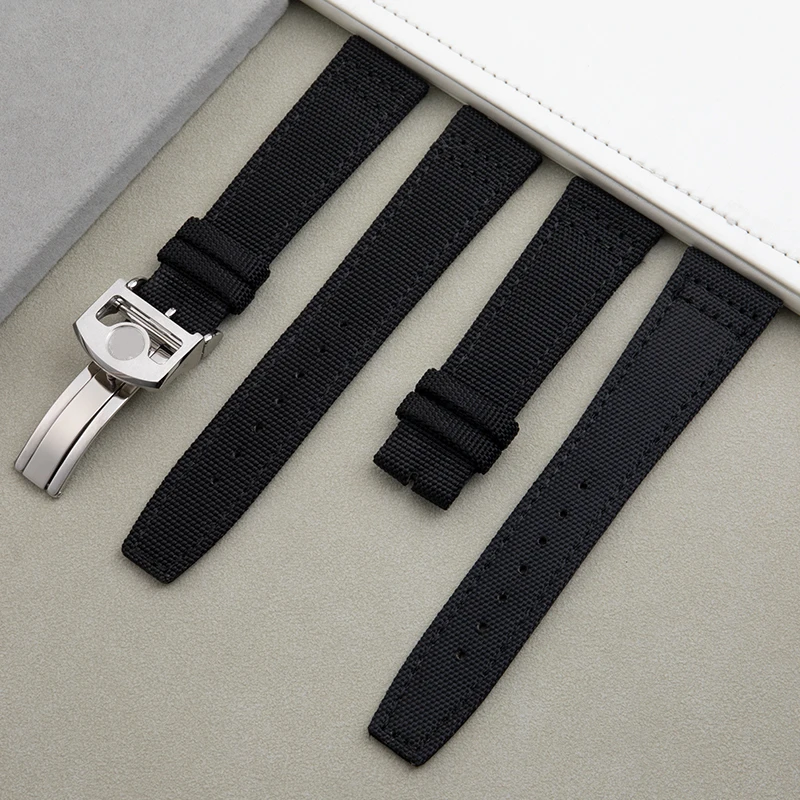 20mm 21mm 22mm Black Fabric Nylon Leather Watchband For IWC Strap PORTOFINO PILOT'S WATCHES Mark 18 Men's Accessories