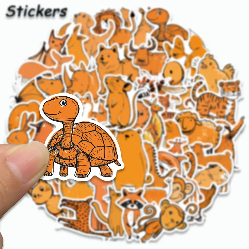 50PCS Cartoon Orange Animals Stickers Cute Graffiti Decals For Laptop Suitcase Skateboarding Snowboard Retro Vinyl home Sticker
