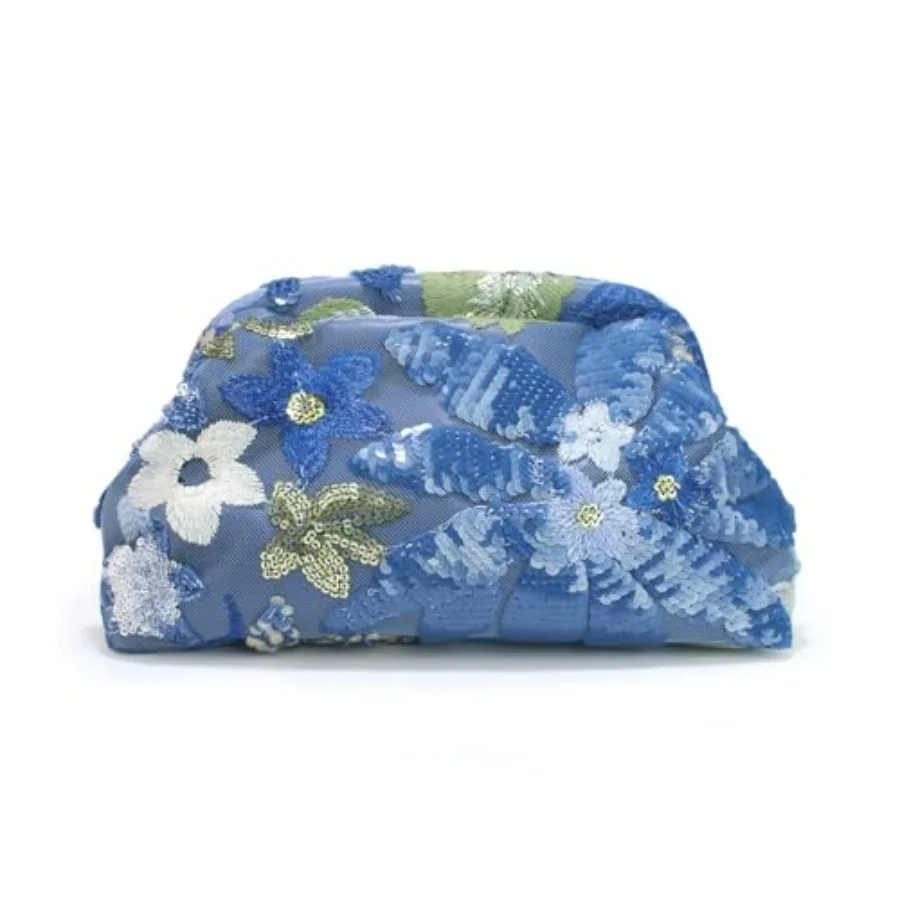 

Women's Floral Embroidery Sequin Beaded Evening Bag Dumpling Clutch Purse No Strap Handbags for Wedding Party Prom