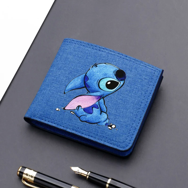 Lilo Stitch Canvas Men Wallet Card Holder Wallet Male Money Bag ID Photo Bank Holder Short Purse Credit Card Case Bag