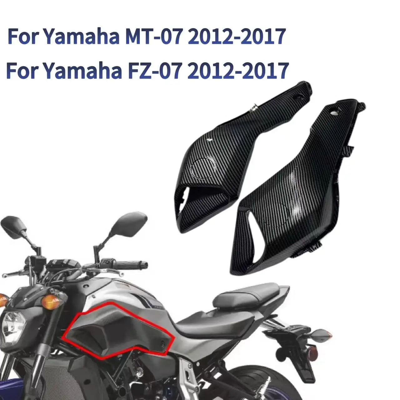 For YAMAHA MT-07 FZ-07 2012 2013 2014 2015 2016 2017 Motorcycle Fairing Fuel Tank Side Cover Decorative MT07 FZ07 Accessories
