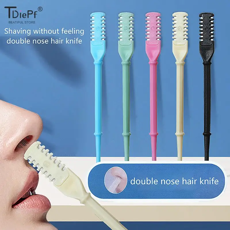 1/4Pcs Washable Stainless Steel Double Head Nose Hair Trimmer Nose Hair Ear Spoon 360°Rotate Nose Hair Knife Trimmer With BOX