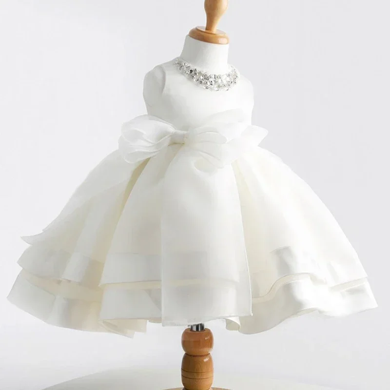 Korean Style New Summer Baby's Girl Party Dress Children's Sleeveless Wedding Dres Christening Gown Princess Fluffy Dress H8022