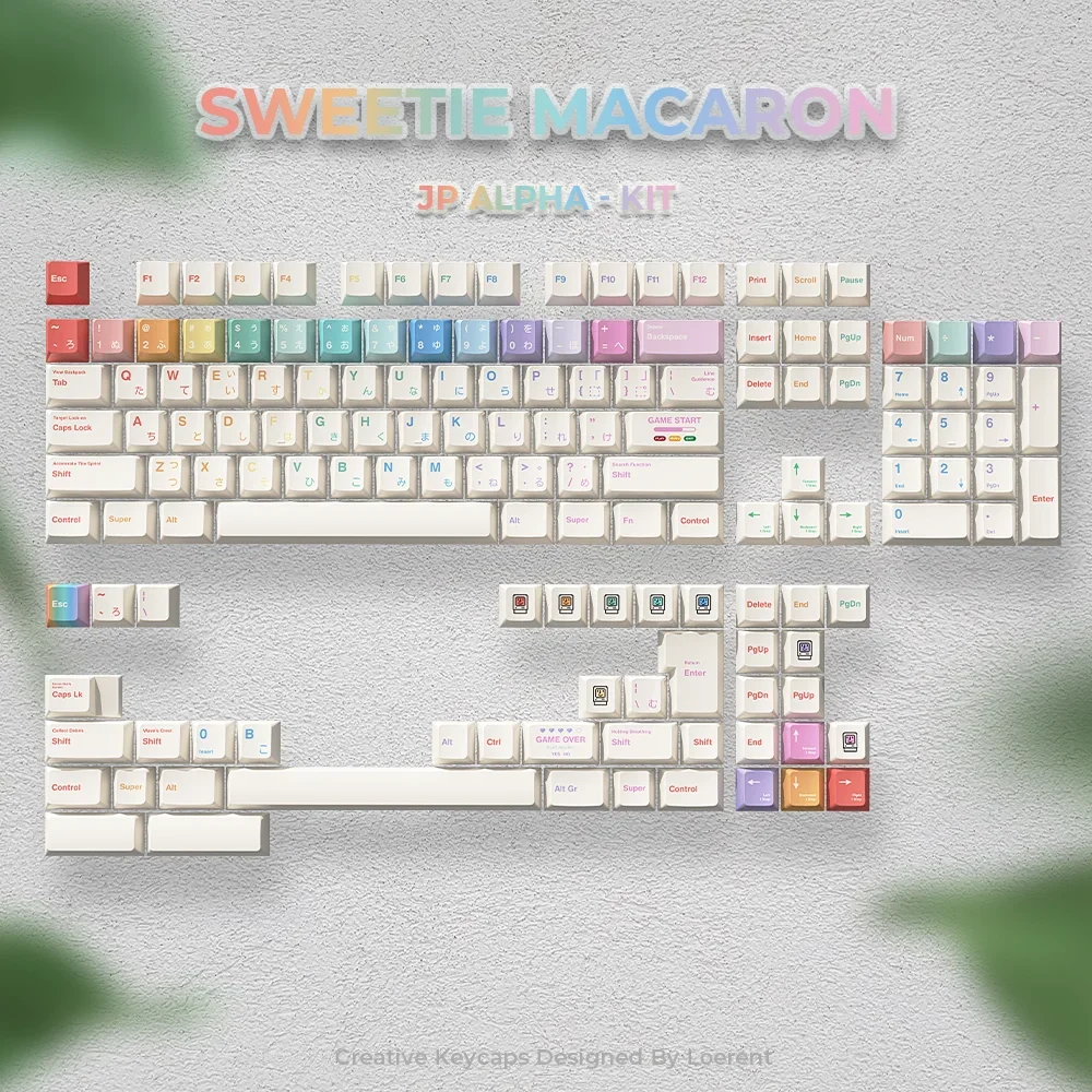 Sweetheart Macaron PBT keycaps Original height Zoom75 keycaps Five-sided sublimation 146 keys