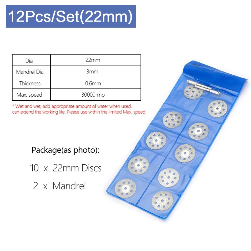 STONEGO 12Pcs/Set Mini Sharp Diamond Cut Off Rotary Tool Cutting Disc Disks DIY Tools Accessories