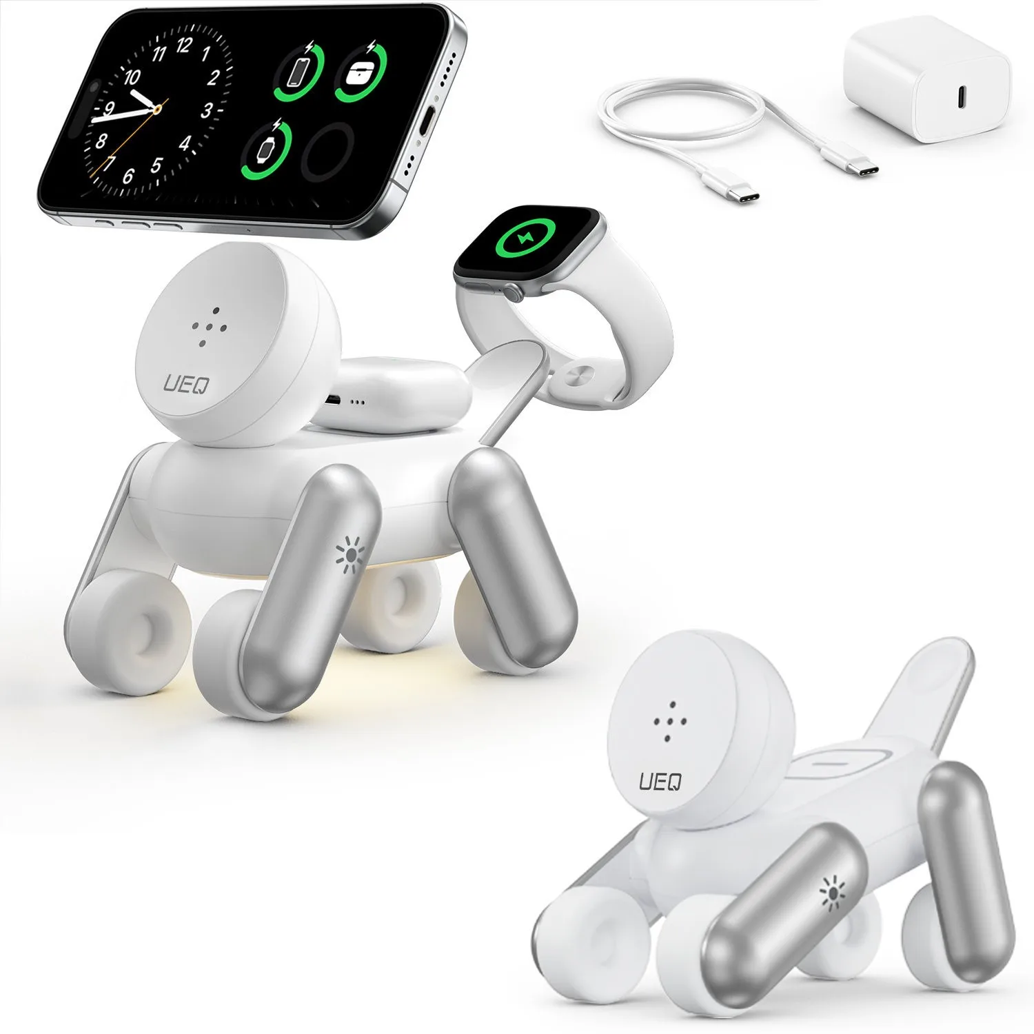 3-in-1 Magnetic Wireless Charger Portable MagSafe Robot Dog Holder Multi-Function Fast Charging Station for Phone Watch Earbuds - view 3
