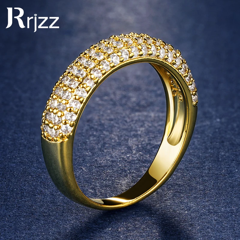 Rrjzz Punk Hip Hop Gold-Plated Silver Gold Color Eternal Rings CZ Lab Diamond Pave Charm Rings for Men Women Party Jewelry Gift