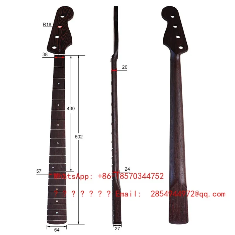 Wingwood Four-String Electric Bass Neck 20 Frets Matte DIY Assembly Accessories Spot