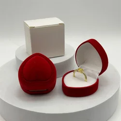 Velvet Red Heart Shaped Jewelry Box Ring Case Earring Display Cases Holder Boxes Jewelry Organizer Wedding Ring Case New