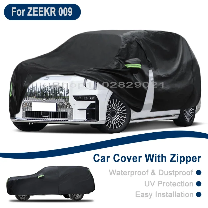For ZEEKR 009 Full Car Cover - Outdoor Universal Full Body Cover With Side Zipper, Waterproof Dustproof Sunshield
