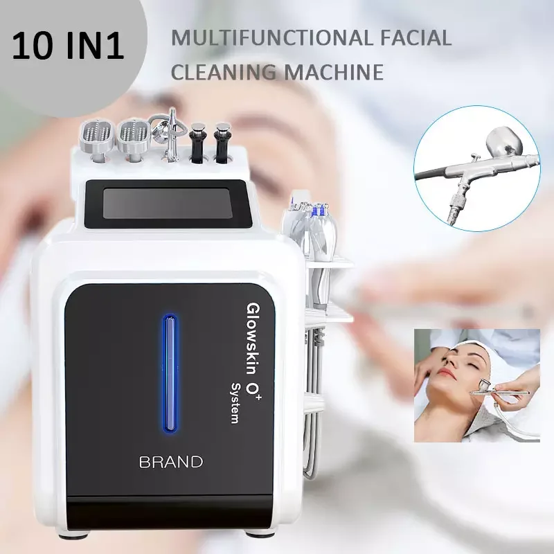 10-in-1 hydrotherapie Aqua Peeling Zuurstof gezichtsmachine Draagbare gezichtsreiniging Whitening Hydra Peel Schoonheidsapparatuur