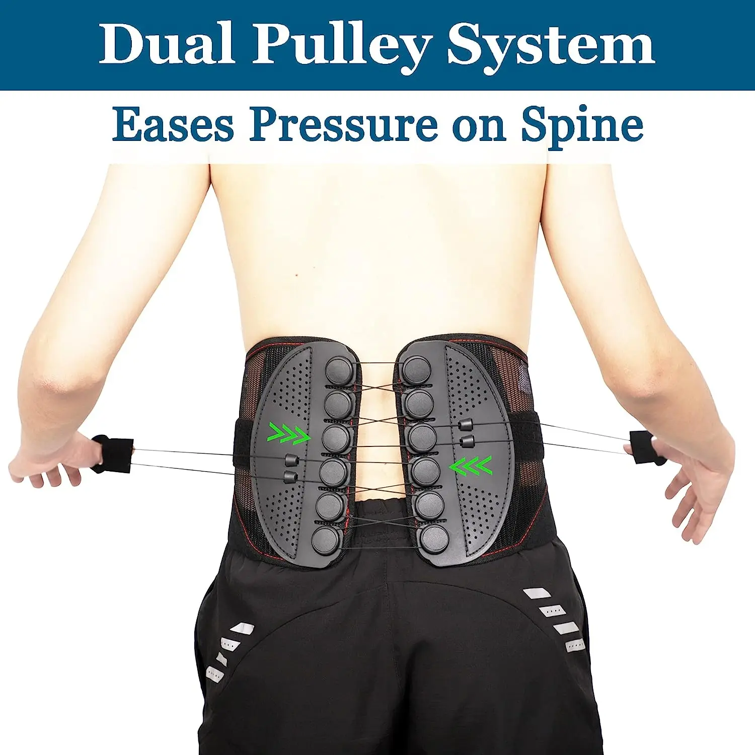 Ortesis Lumbar para el dolor de espalda baja, soporte de espalda deportivo para columna vertebral, compresión ajustable, sistema de polea y soportes