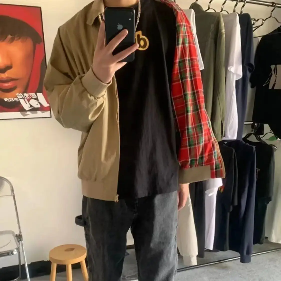 

Casual Versatile Flight Jaet Autumn New Sle for Men And Women Couple Outerwear Hong Kong Sle Jaet Long Sve Basebal...