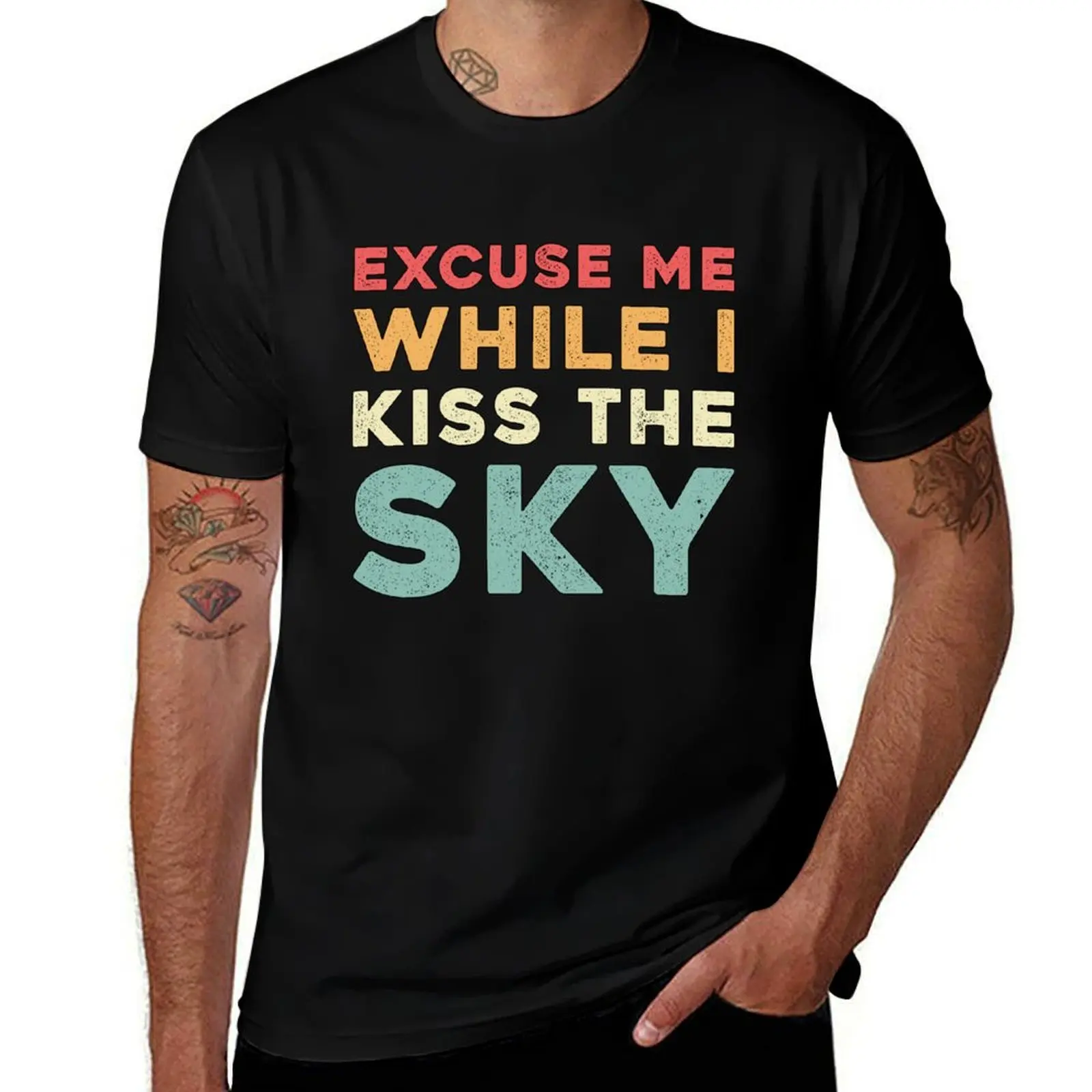 

Винтажная футболка Skydiver Excuse Me While I Kiss The Sky, мужские винтажные футболки с графическим принтом