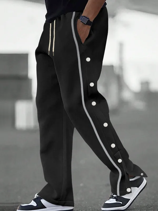 

Men's Casual Dstring Waist Pants Large Size Elastic Waist Middle Waist Button Long Pants American Casual Sle Sportswear