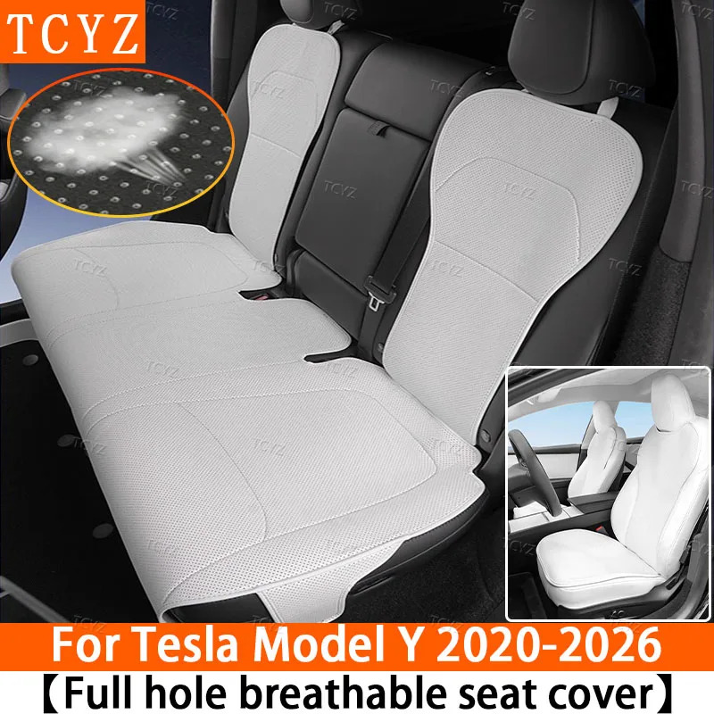 Covers For Tesla Model Y Juniper 2025 2026 Semi-enclosed Seat Front Rear Car Seat Cushion Protector Pad Set All Seasons Cooling