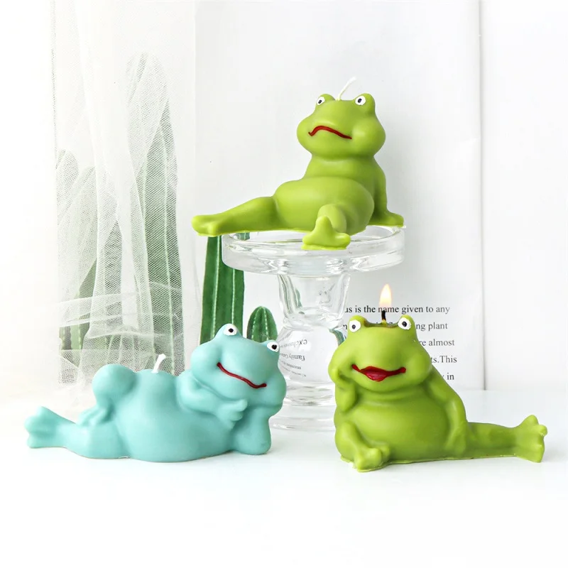 3D Exercise Frog Animal Silicone Mold for Candle DIY Ornament Slouchy Easy Look Cute FrogPlaster Aromatherapy Resin Epoxy Mold