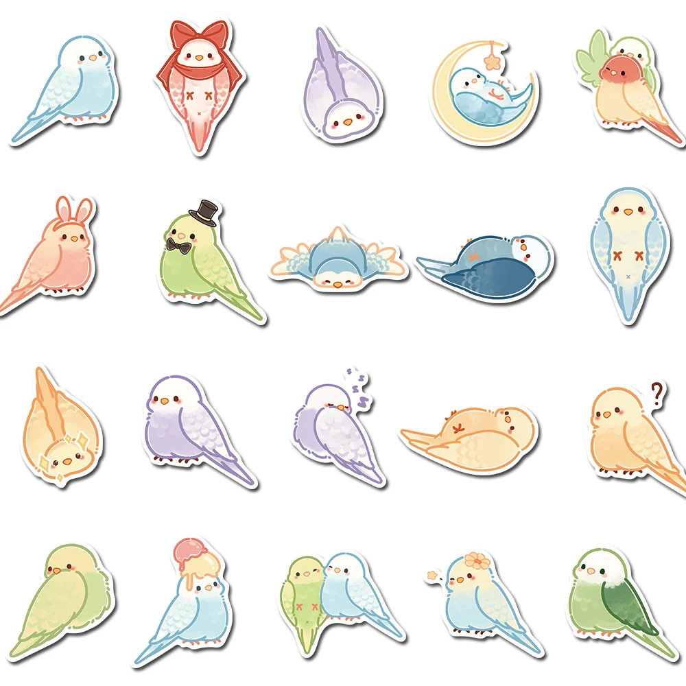 40/50PCS Bird Cartoon Parrot Kawaii Stickers For Waterproof Skateboard Decals Motorcycle Guitar Luggage Laptop Diy Sticker