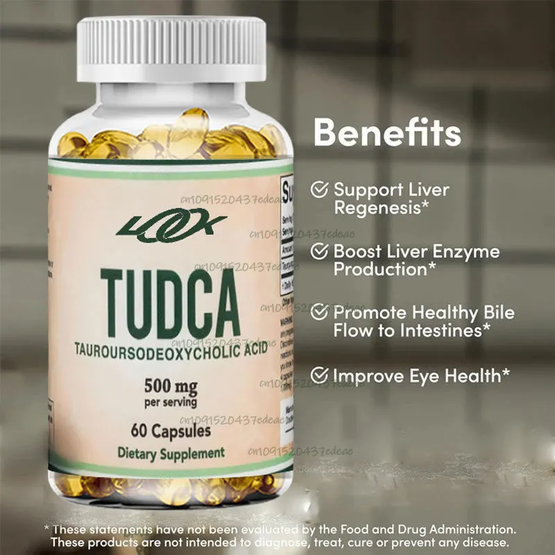 TUDCA bile salt liver support supplement, 500mg,liver and gallbladder cleaning supplement 60 capsules, 250mg with a bitter taste