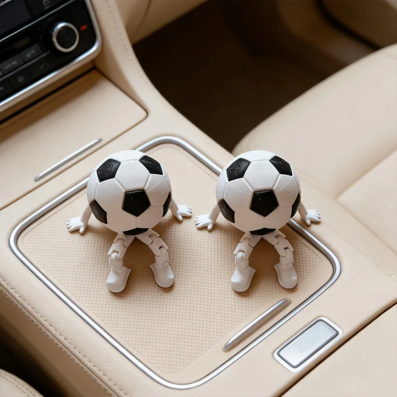 2-Piece Set of Football Figure Ornaments, Sports-Themed Sitting Figures with Movable Joints, Suitable for Car Decoration, Ideal for Football Enthusiasts, World Cup Gifts
