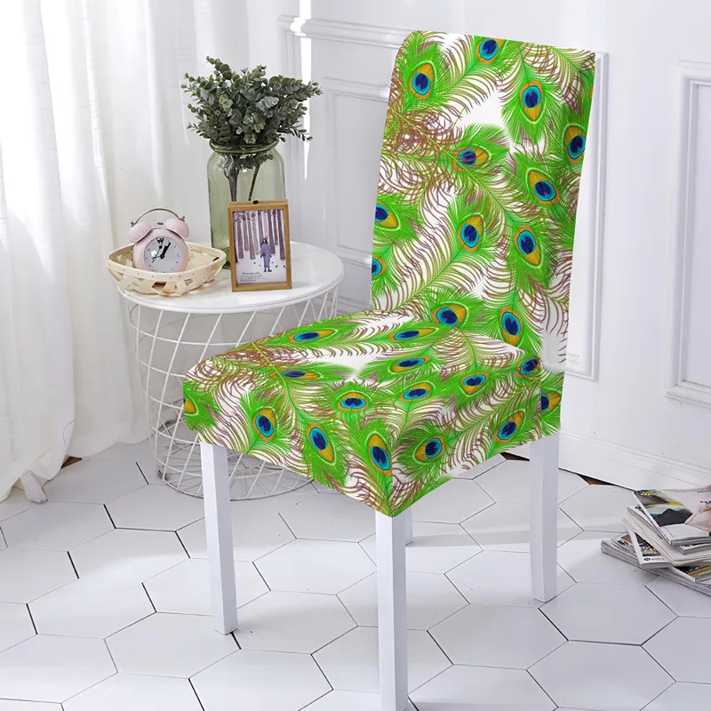 Beautiful Feather Chair Cover For Dining Room Armless Seat Covers For Party Wedding Kitchen New Year Decoration