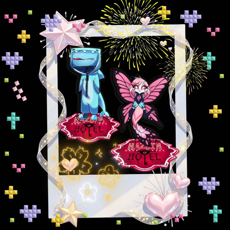 Standing Sign for Hazbin Hotel Vox Angel Dust Acrylic Desktop Stand Decorating Self Made Collection Toys Fans Gifts 15cm
