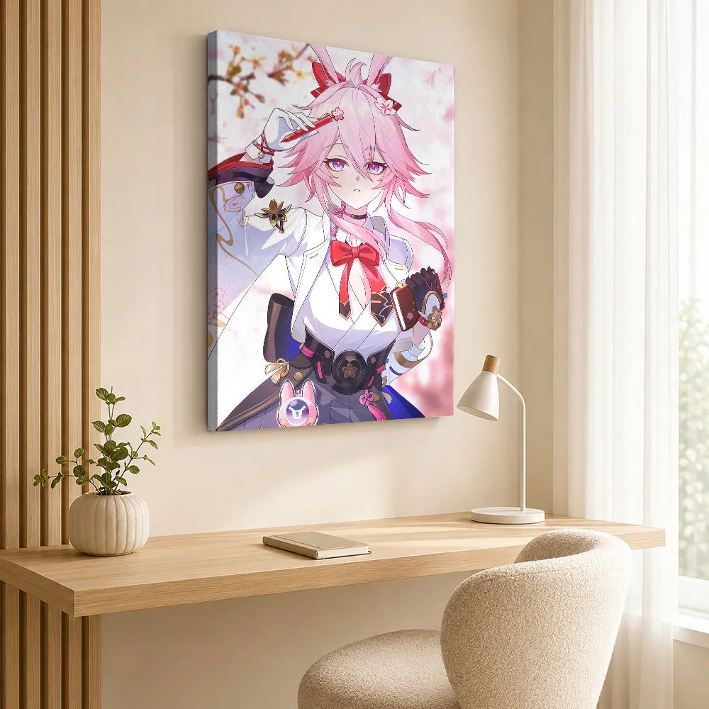Honkai Star Rail Evanescia Framed Canvas Print Poster Customized Gaming Anime Canvas Wall Art for Bedroom Decor Ready to Hang
