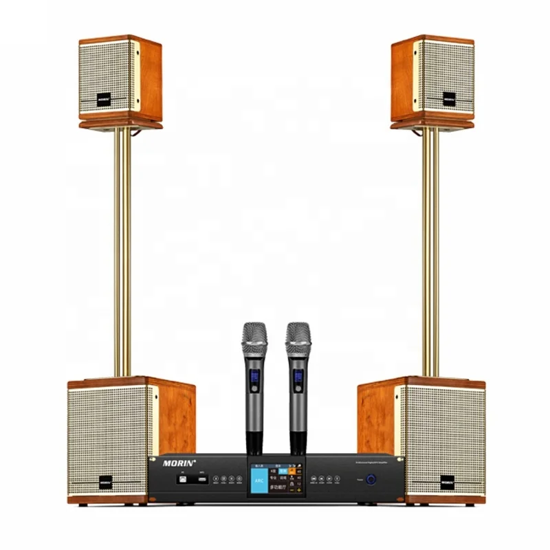 Morin factory price 6.5 inch woofer 2-way home theater system mini active line array set speakers with uhf wireless microphones