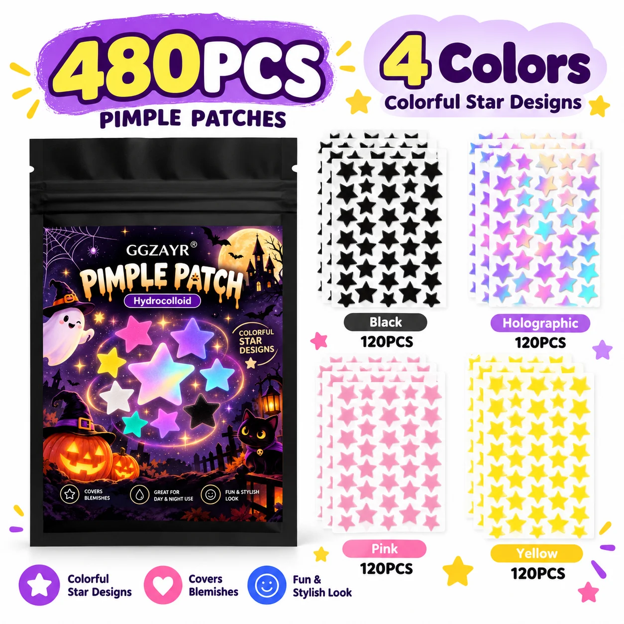480PCS 4 Colors Star Pimple Pa - Face Moisturizer review and price