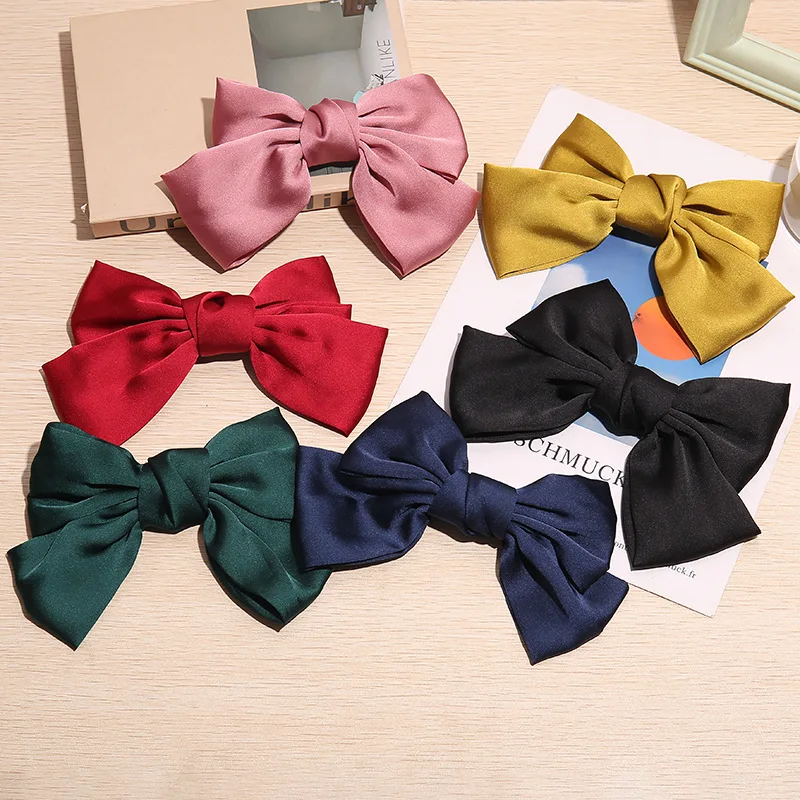 Red Bow Hair Clip Korean Top Hair Clip Headdress Girls Back Fresh Sweet Head Spoon Instagram Edge Clips