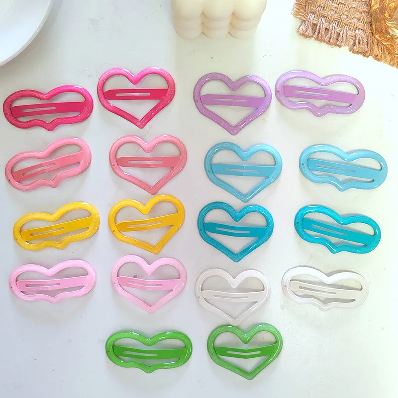 2pc Alloy Big Heart Colorful BB Hairpin Hair Clips for Women Girls Childs Gift Hair Accessories Party Holiday Ornament