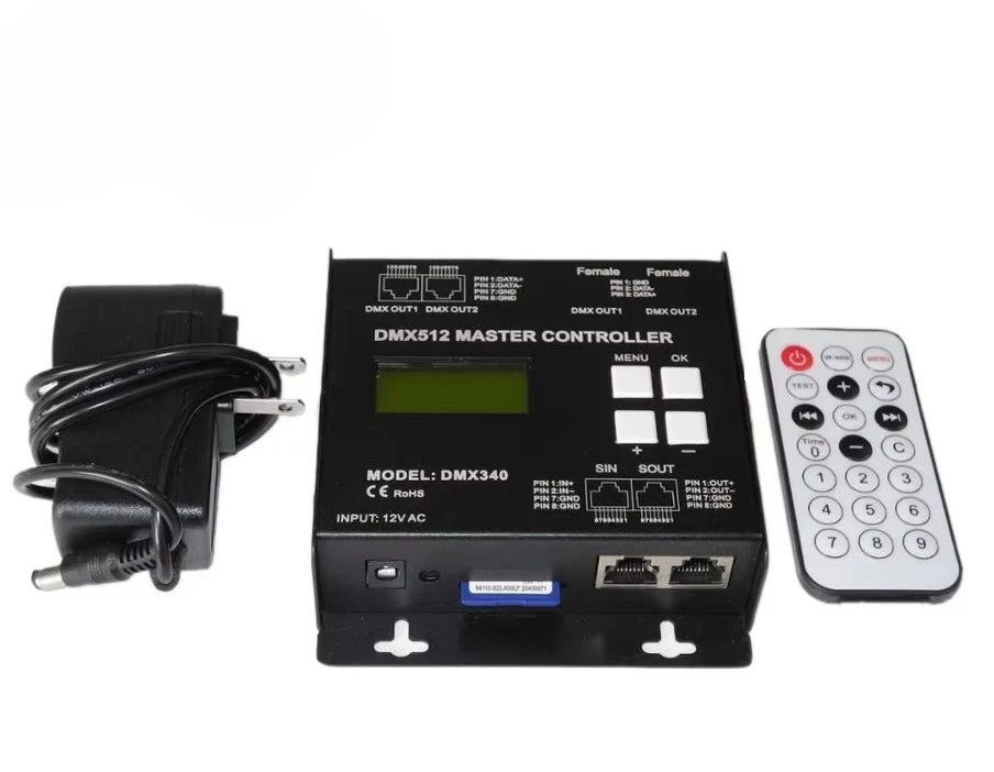 AC/DC Can Be Used with Multi-function SD Card Remote DMX Controller for RGB Led Light DMX340