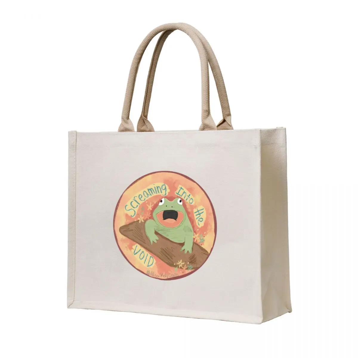 

Frog screaming into the void Tote Bag canvas tote Women's shopping bag large size bags