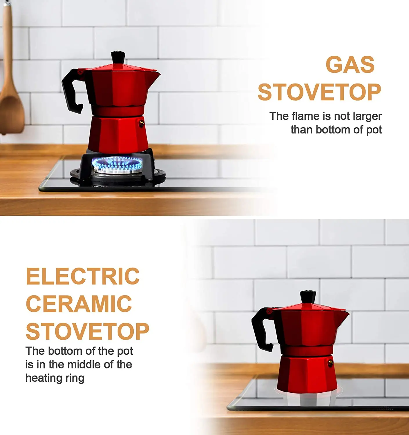 Aluminum Moka Pot 300ml Authentic Italian Espresso Coffee Maker for Stovetop Home Outdoor Black Red Coffee Moka Pot